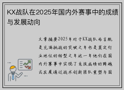 KX战队在2025年国内外赛事中的成绩与发展动向